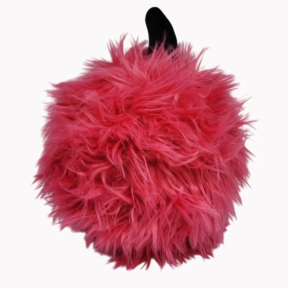 Cupcakes and Cashmere Pink Faux Fur Pumpkin Plush Fall Decor 15 Inch